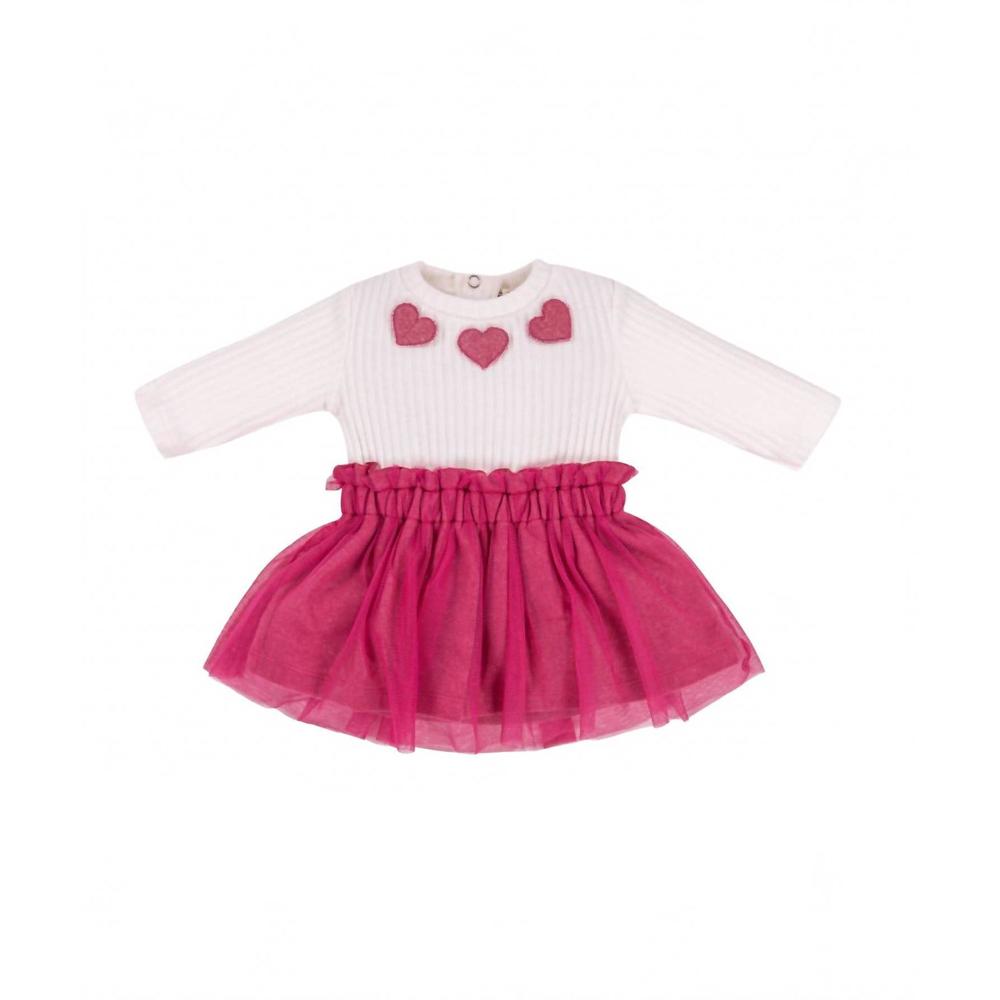 NEW EMC kid's heart applique fleece & tulle dress in white raspberry
